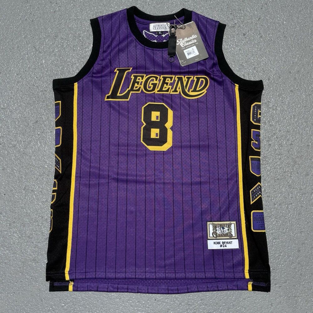 Men’s Kobe Bryant Legend Mamba Jersey Headgear Classics Purple Pinstripe XL